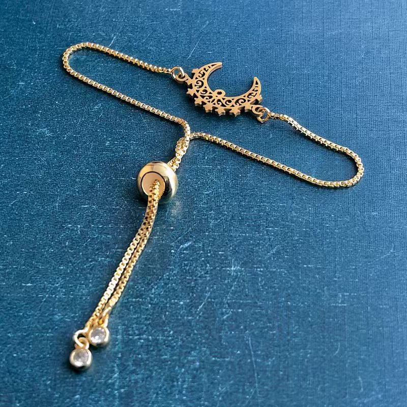 跨境外贸DIY饰品配件钛钢不锈钢镂空月亮弯星星挂件项链吊坠手链详情图6