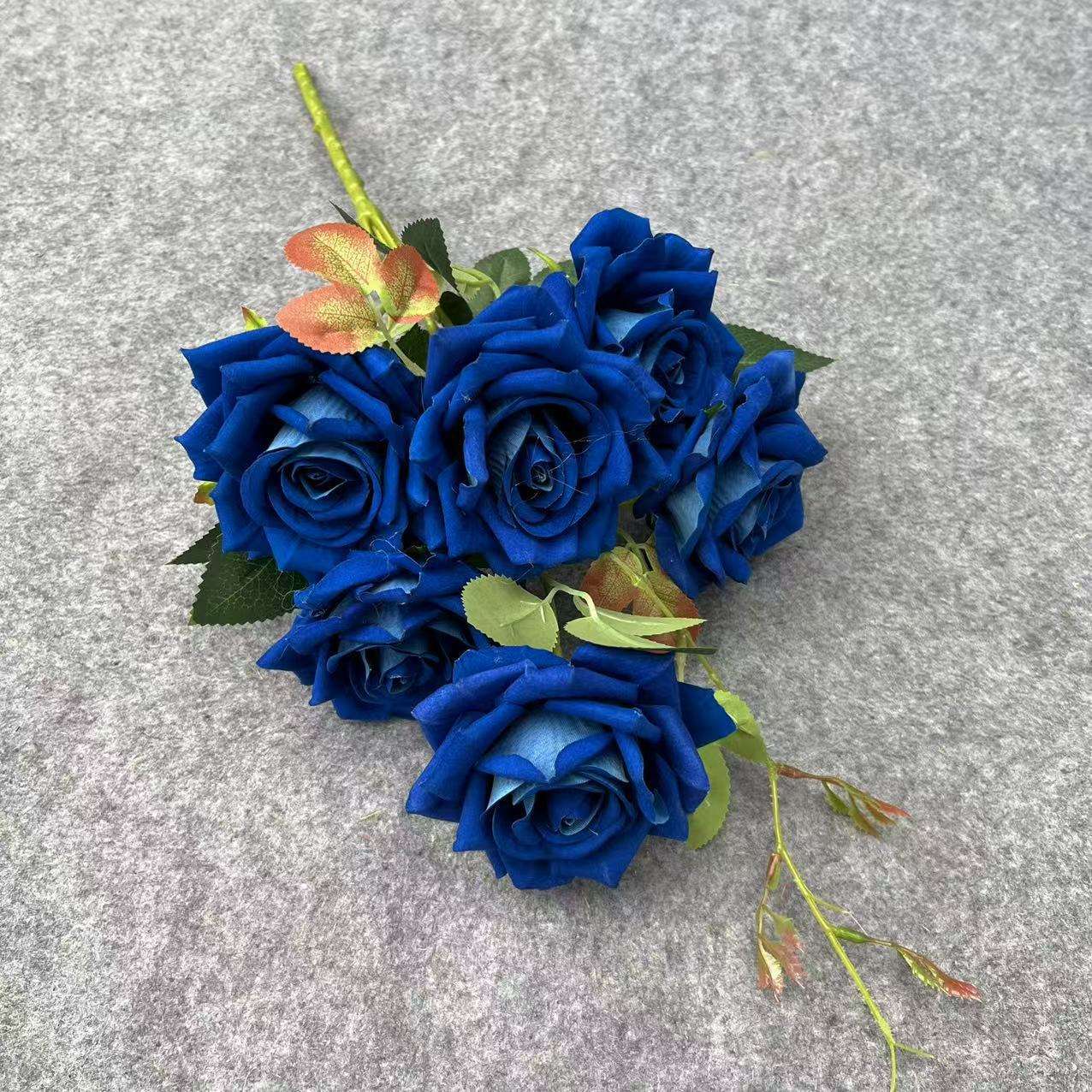 仿真花仿真玫瑰6头花束绒布玫瑰婚庆花墙家居装饰批发花材 详情图8