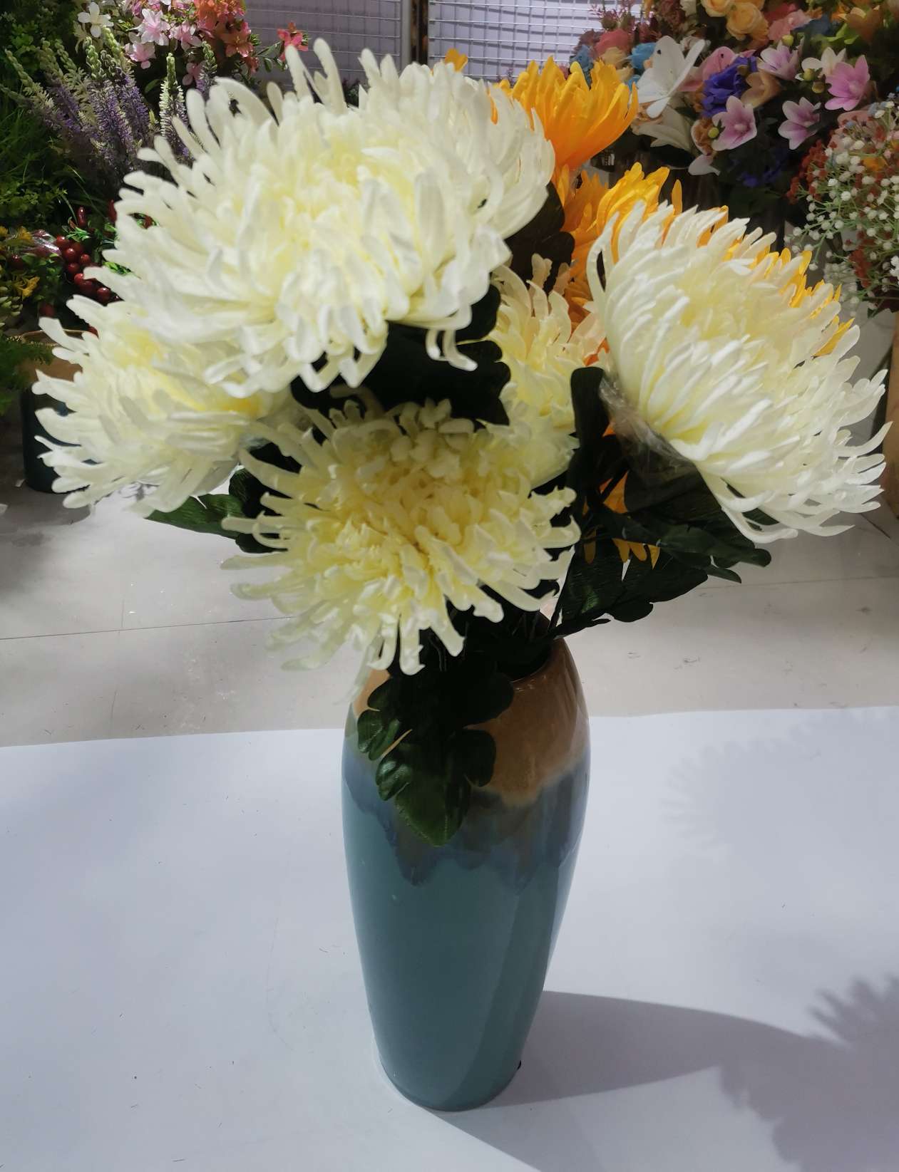 仿真7叉把束菊花 八爪菊  清明祭祀专用花  工程花详情图5