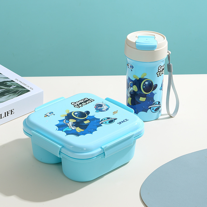 H226-529 Cartoon Double Round Set, Water Cup Lunch Box, Microwave Lunch box, Children's bento Box, Tableware set detail image 2