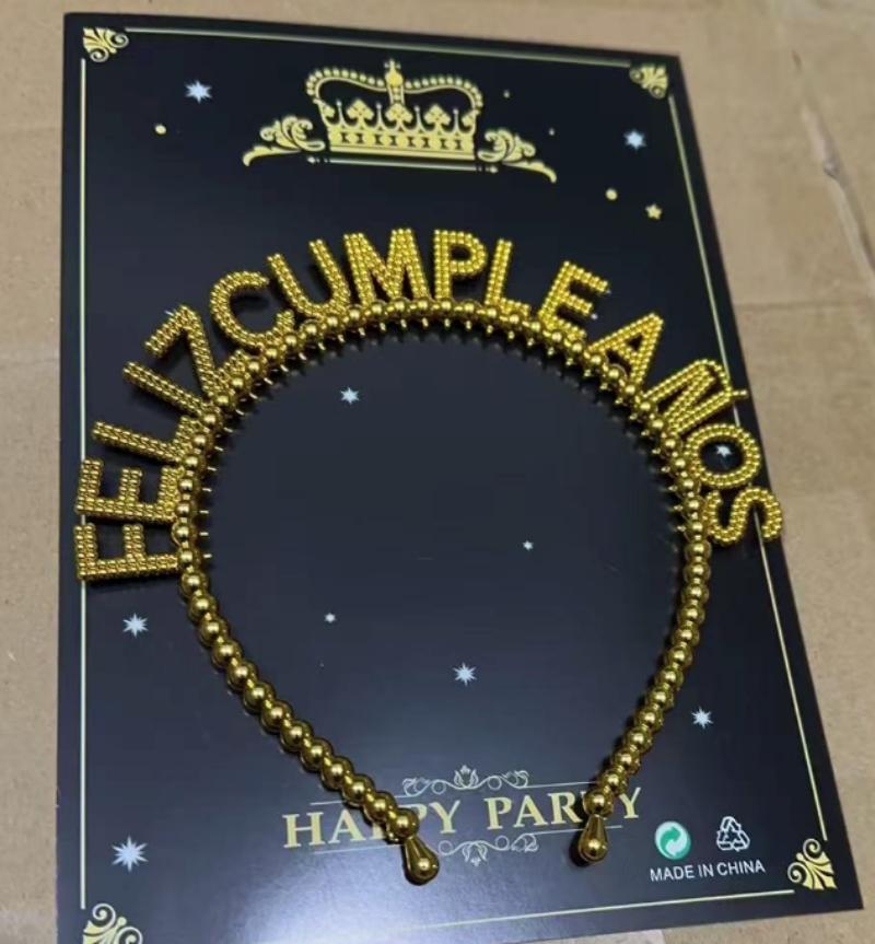 金色珠珠 Feliz Cumpleaños 蛋糕插牌 西语生日快乐蛋糕装饰插件