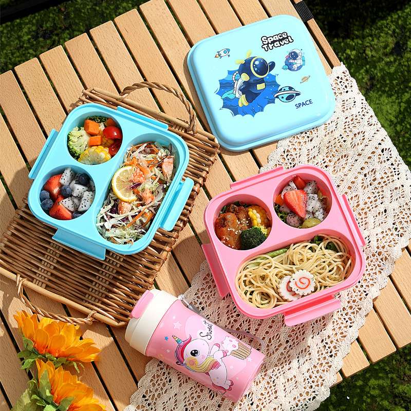 H226-529 Cartoon Double Round Set, Water Cup Lunch Box, Microwave Lunch box, Children's bento Box, Tableware set detail image 7