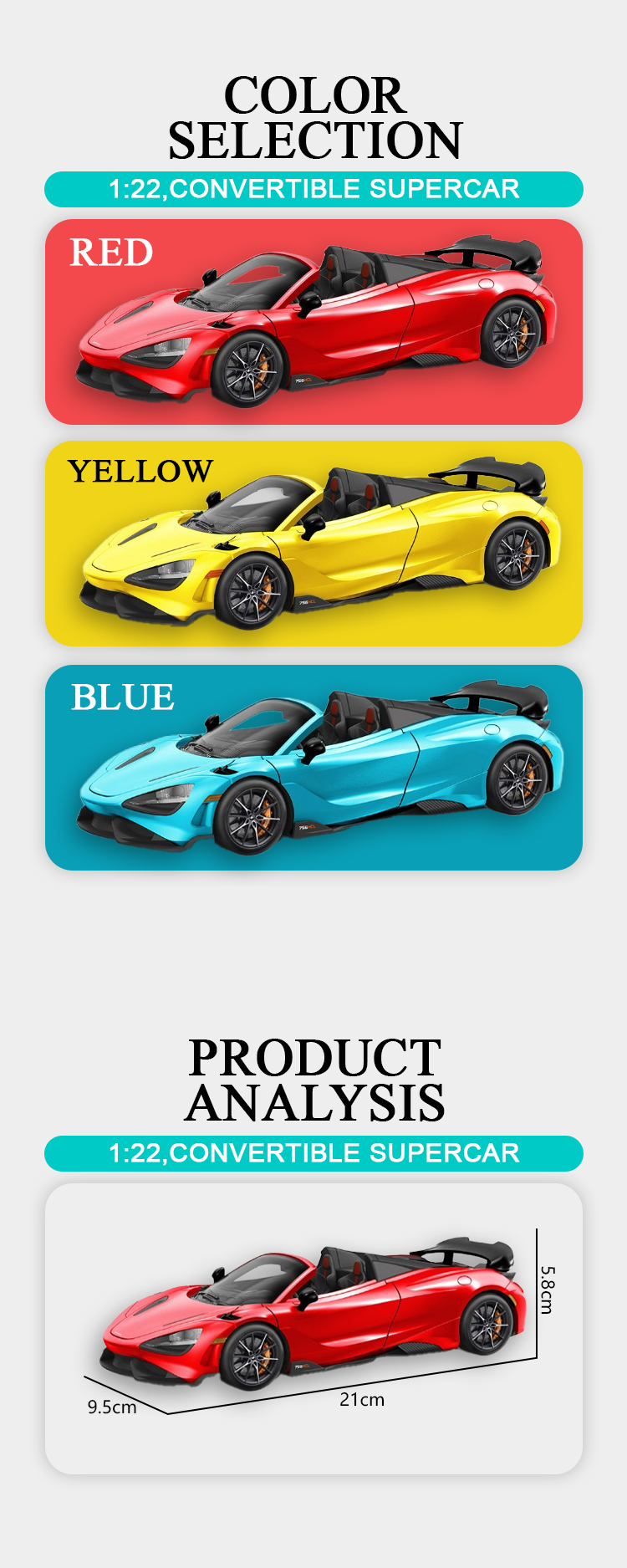 1:22喷雾迈凯伦敞篷回力合金车模型回力声光音效潮流艺术桌面潮玩详情4