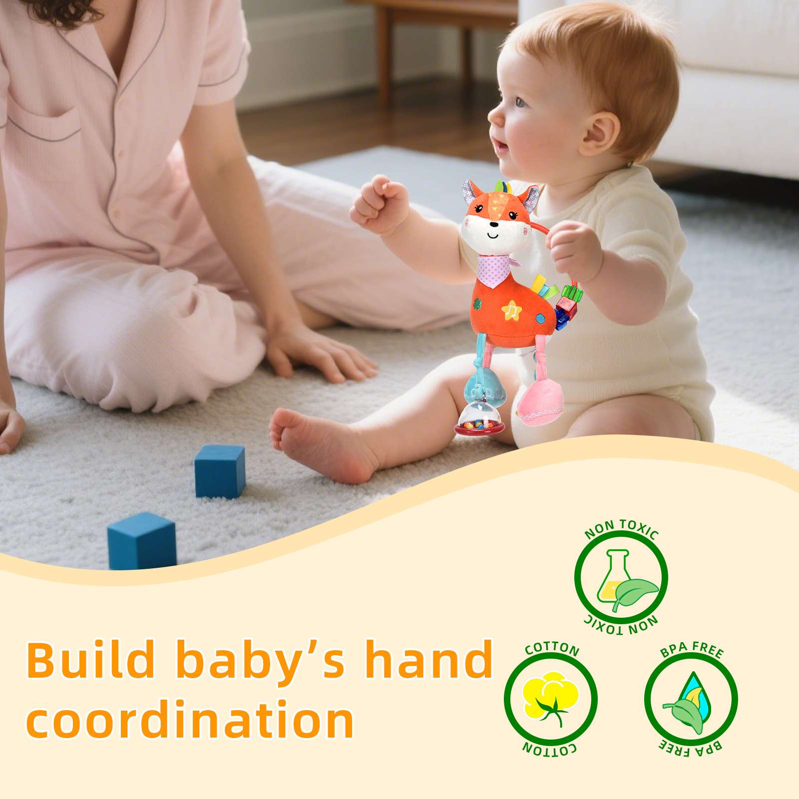 SKKBABY新生儿益智毛绒玩偶音乐床挂0-3岁宝宝推车婴儿启蒙摇铃详情图8