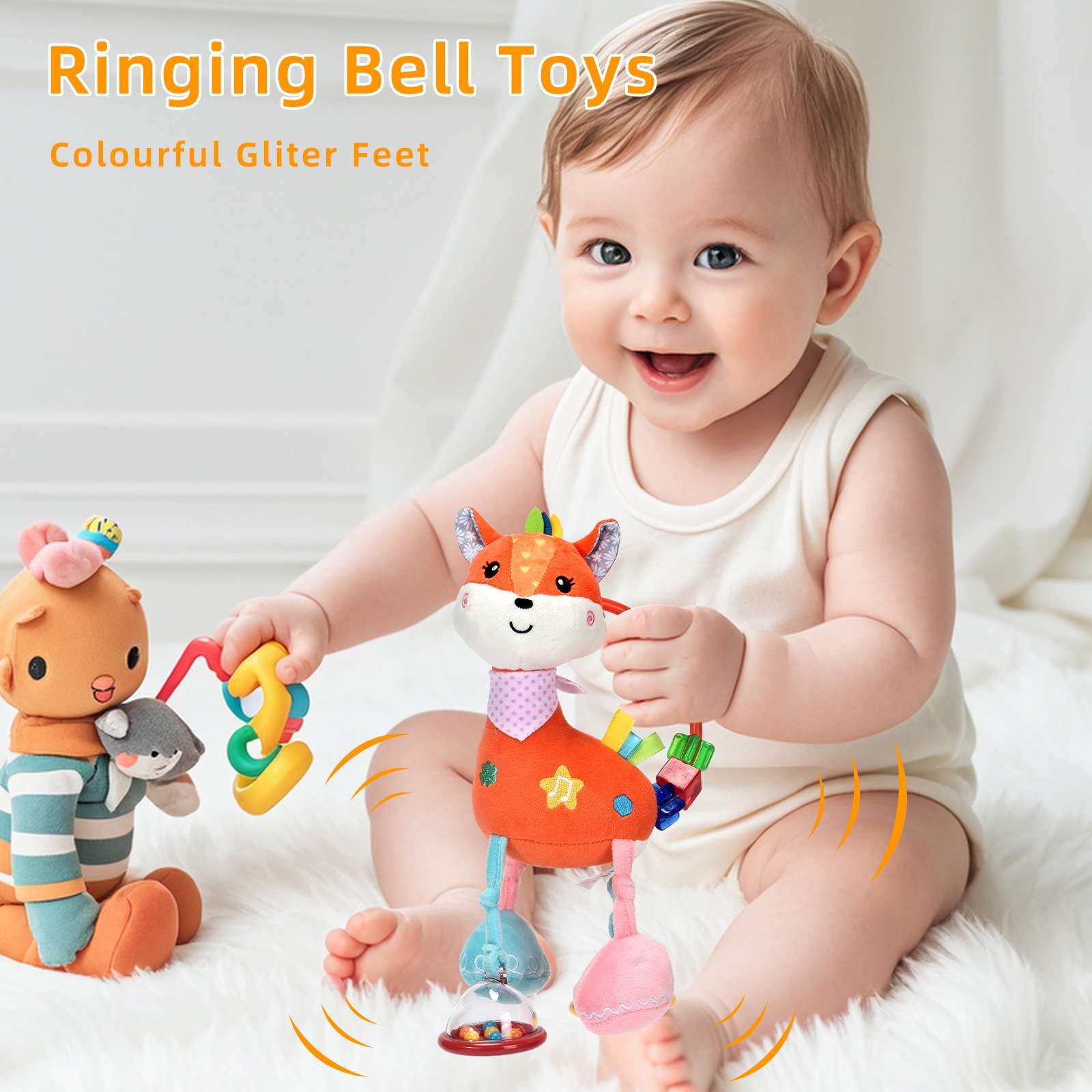 SKKBABY新生儿益智毛绒玩偶音乐床挂0-3岁宝宝推车婴儿启蒙摇铃详情图12