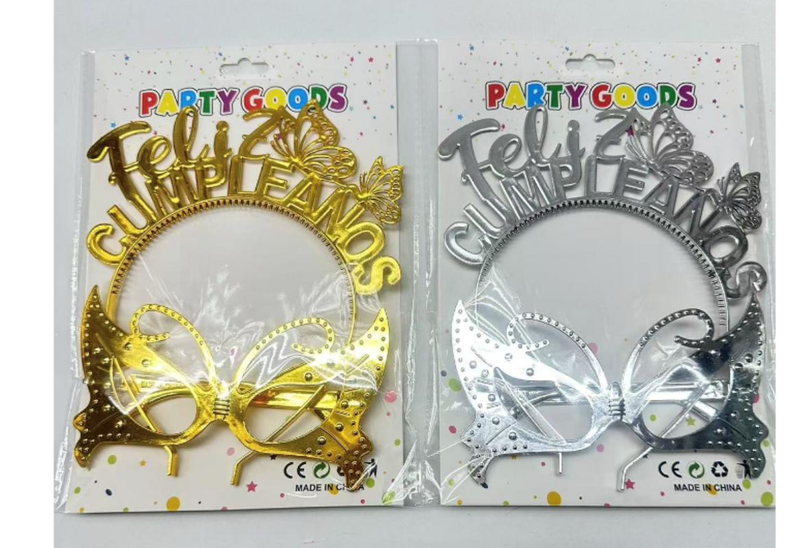 Feliz Cumpleaños 生日套装 蝴蝶造型发箍眼镜 西语生日派对氛围装饰