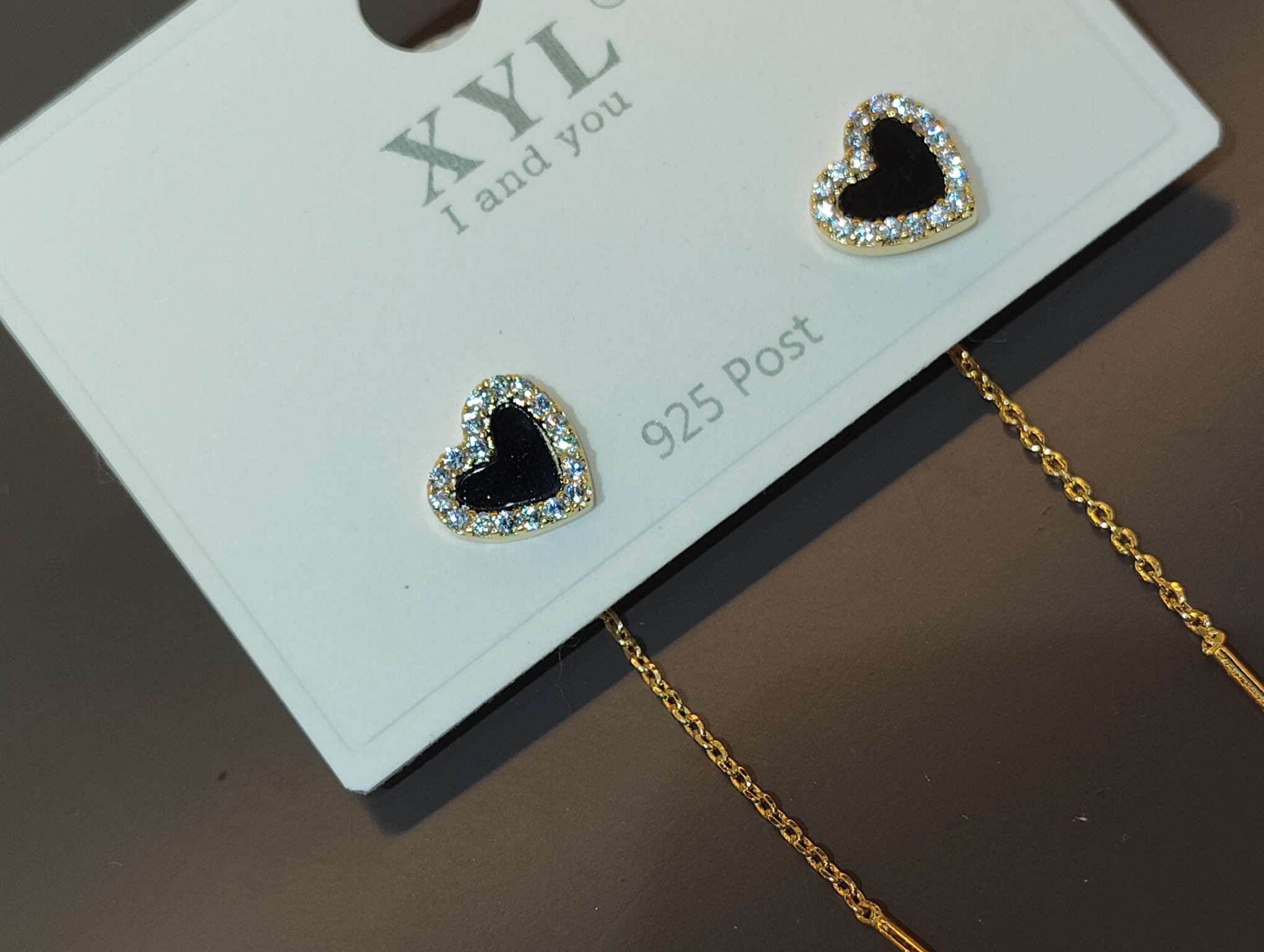 气质耳线轻奢百搭爱心耳线时尚黑色小爱心上班通勤耳饰简约耳