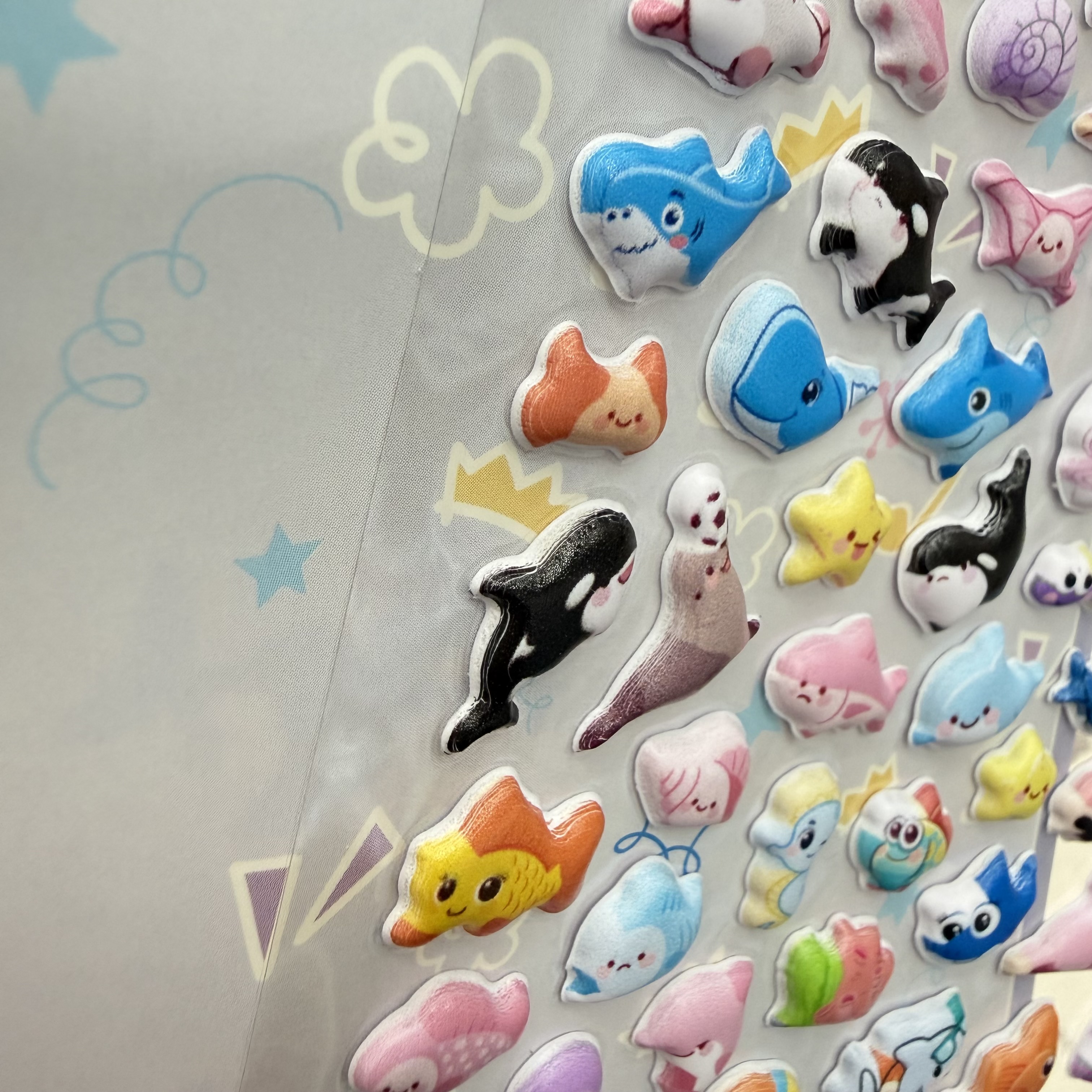 Cute mini fruit sushi theme sticker set, 3D relief stereoscopic stickers, landscape stickers, cartoon cute little animal bubble stickers, children's 3D stereoscopic little nose stick foam stickers, animal food foam stickers Item Picture