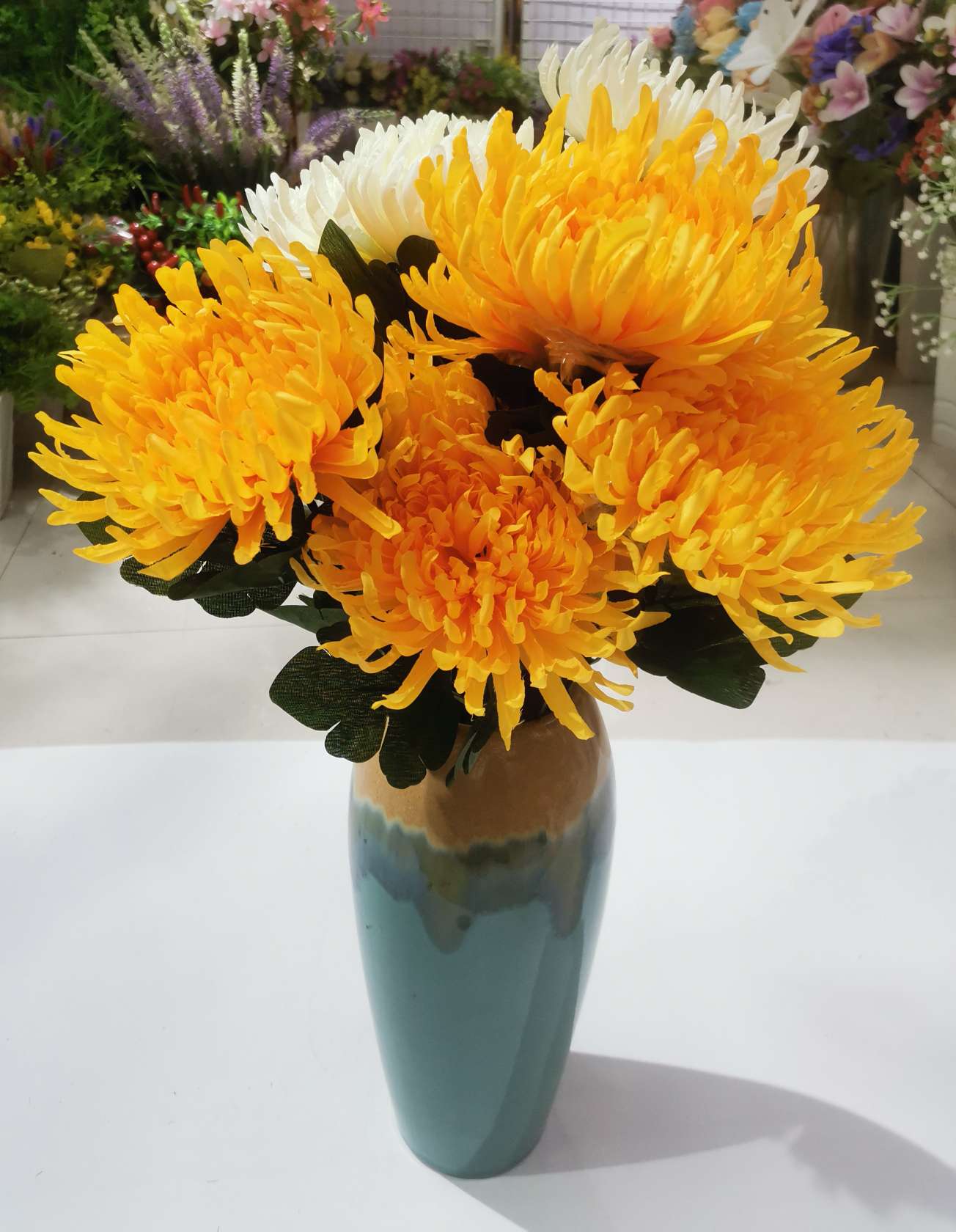 仿真7叉把束菊花 八爪菊  清明祭祀专用花  工程花详情图6