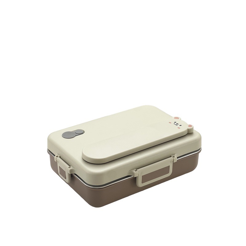 食品级 304 不锈钢卡通小熊分格饭盒 带汤格 学生上班族便携便当盒详情2