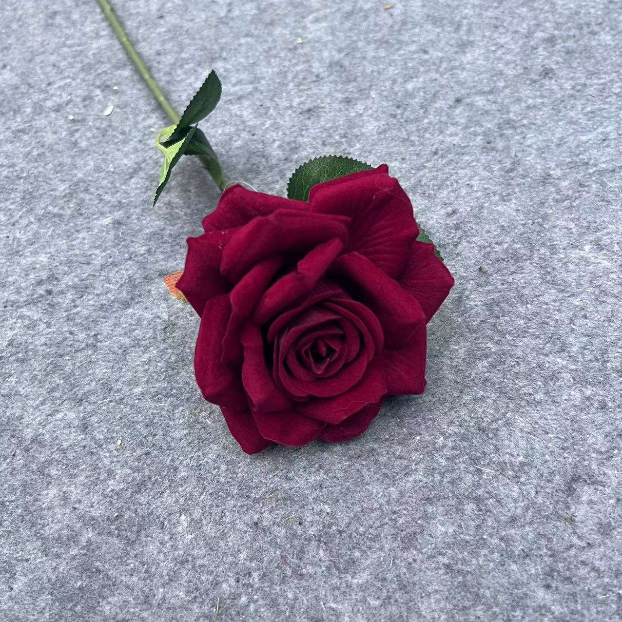 仿真花仿真玫瑰 单支弯杆绒布玫瑰婚礼家居花墙装饰批发 详情图3