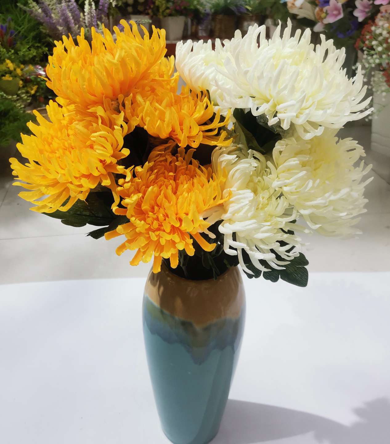 仿真7叉把束菊花 八爪菊  清明祭祀专用花  工程花详情图4