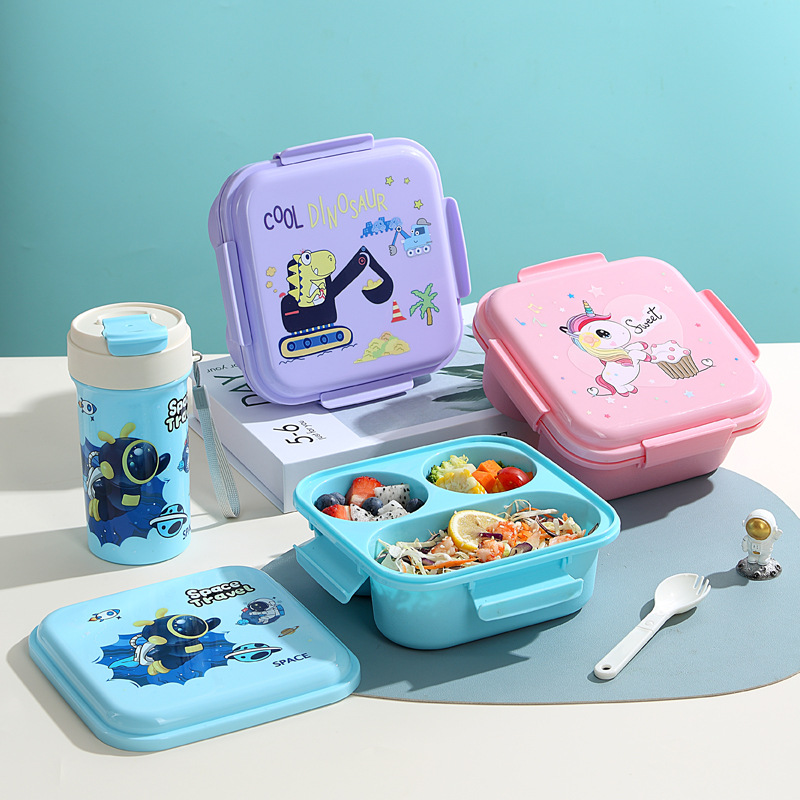 H226-529 Cartoon Double Round Set, Water Cup Lunch Box, Microwave Lunch box, Children's bento Box, Tableware set Application Scenario