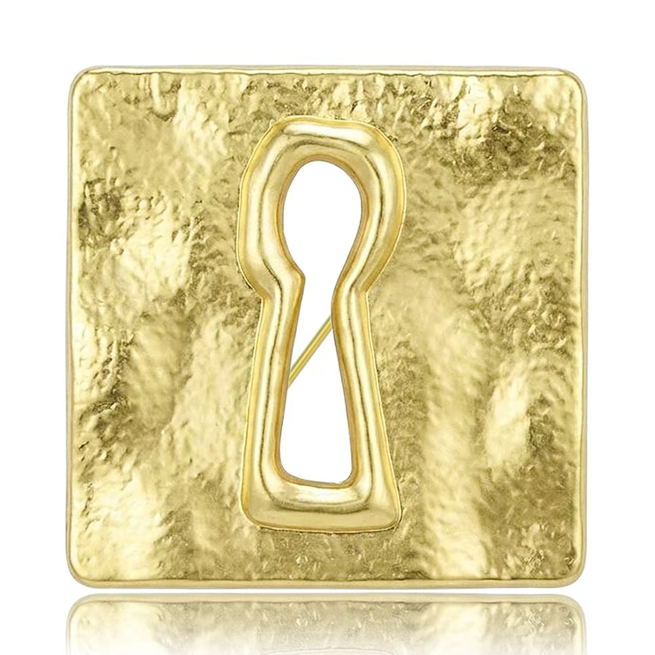 European and American exaggerated and niche design sense, gold lock-hole brooch, fashionable suit coat factory direct sales and wholesale, versatile pic 3