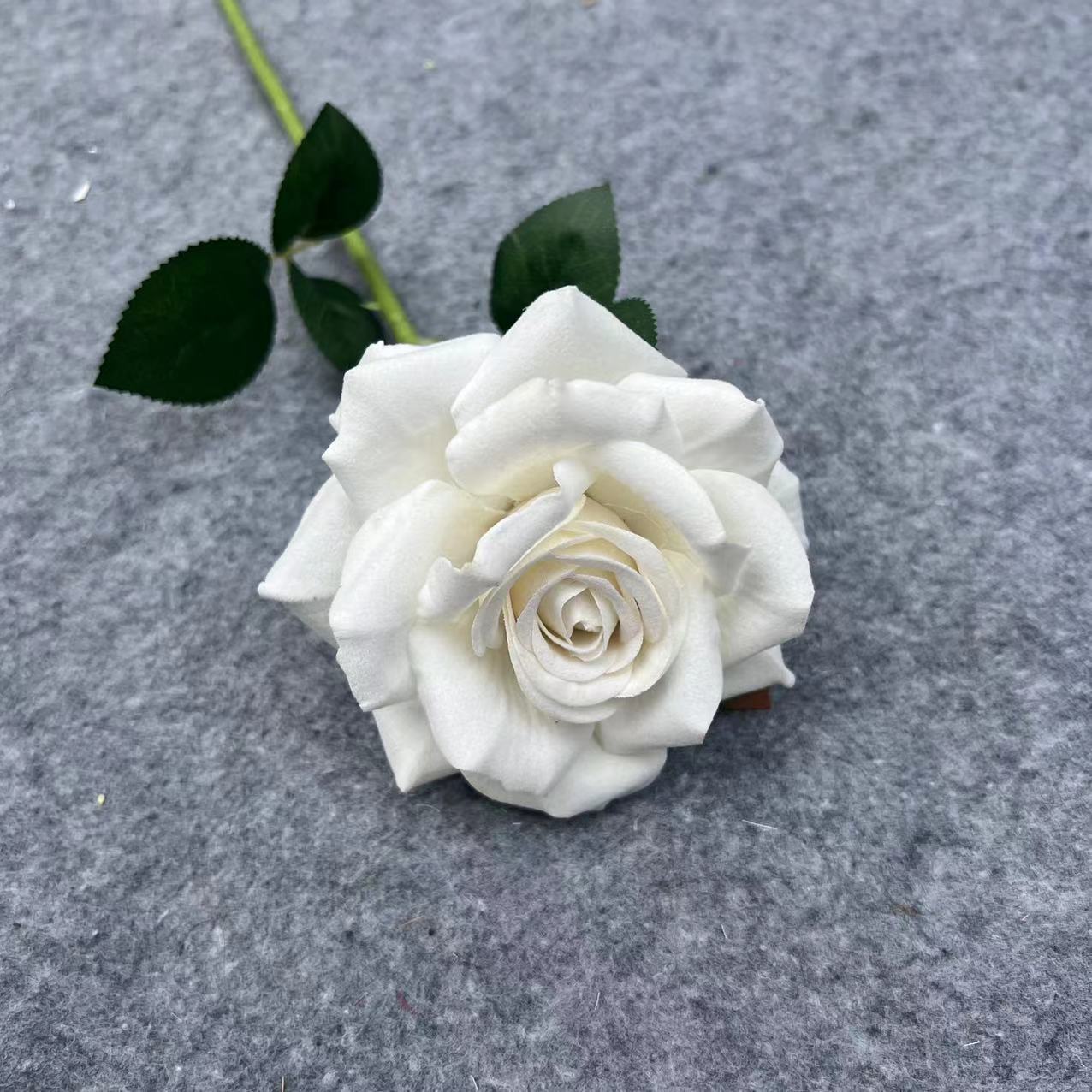 仿真花仿真玫瑰 单支弯杆绒布玫瑰婚礼家居花墙装饰批发 细节图