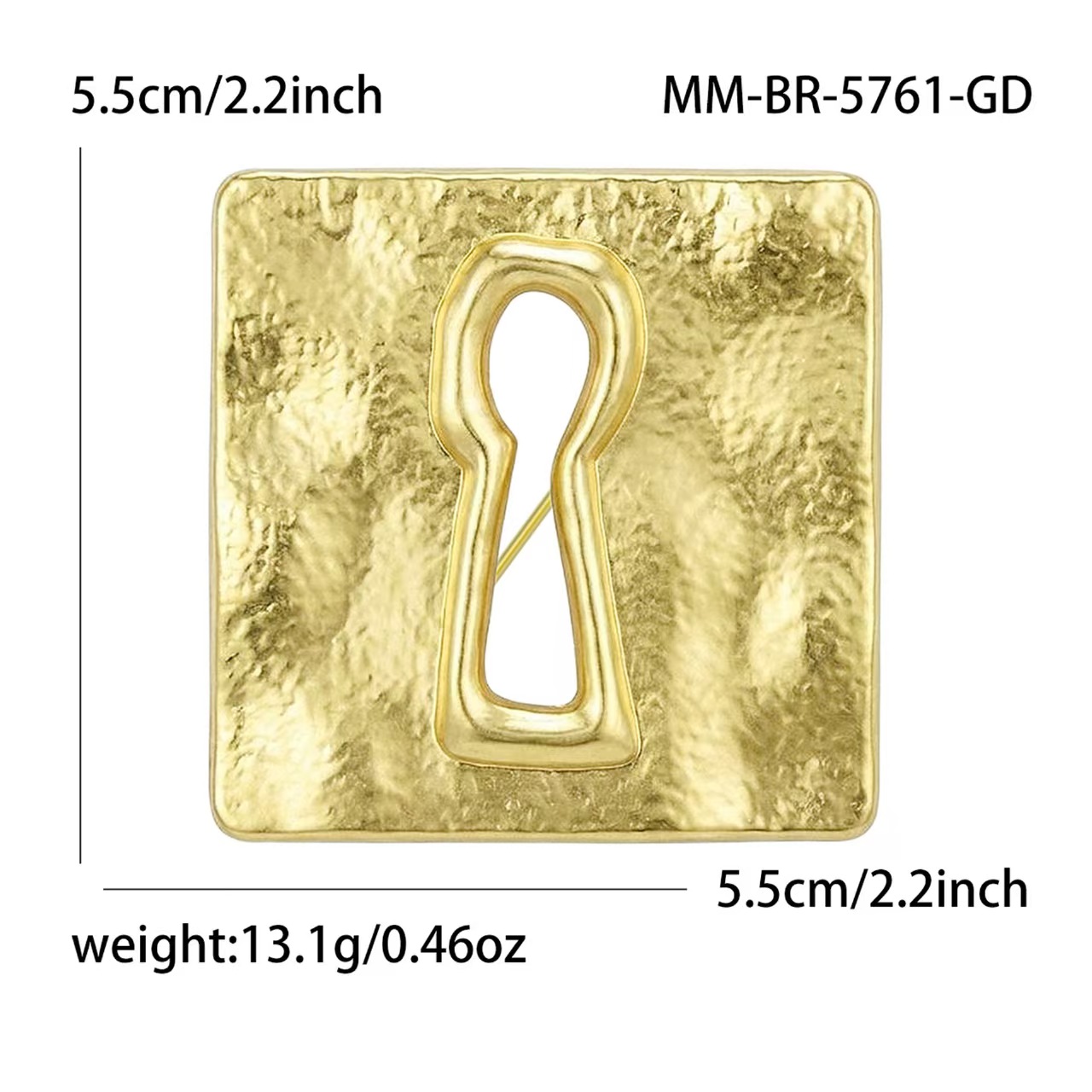 European and American exaggerated and niche design sense, gold lock-hole brooch, fashionable suit coat factory direct sales and wholesale, versatile Item Picture