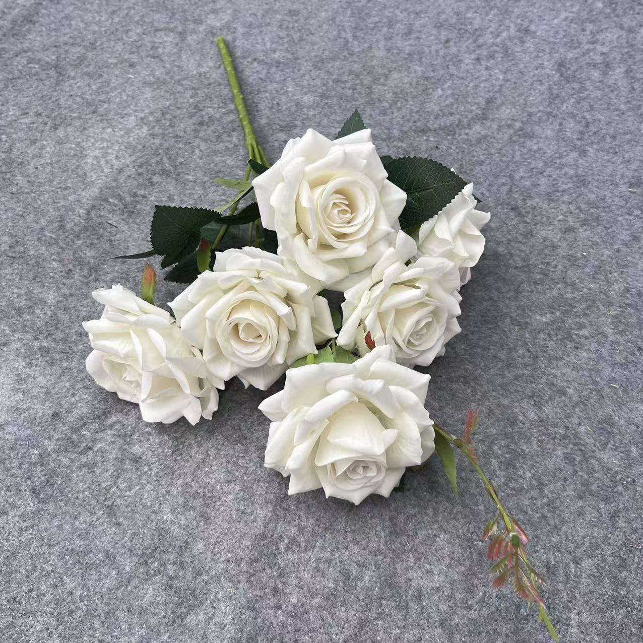 仿真花仿真玫瑰6头花束绒布玫瑰婚庆花墙家居装饰批发花材 详情图2