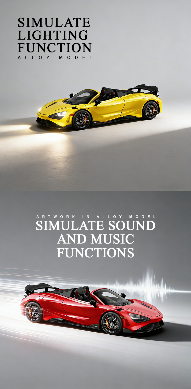 1:22喷雾迈凯伦敞篷回力合金车模型回力声光音效潮流艺术桌面潮玩详情3