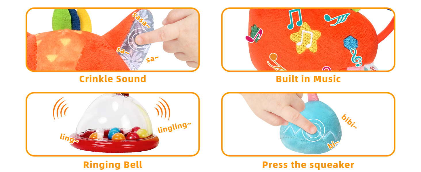 SKKBABY新生儿益智毛绒玩偶音乐床挂0-3岁宝宝推车婴儿启蒙摇铃详情图9