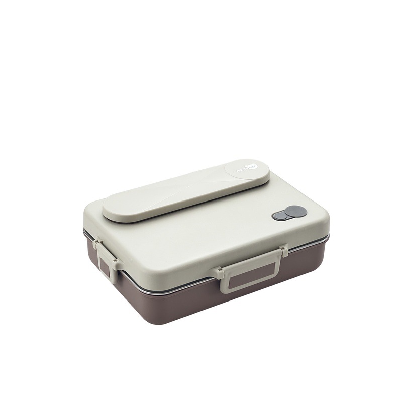 304 stainless steel PP double-material four-compartment lunch box, microwave-safe for heating, food-grade sealed to prevent cross-contamination of flavors, student and office worker lunch box full figure
