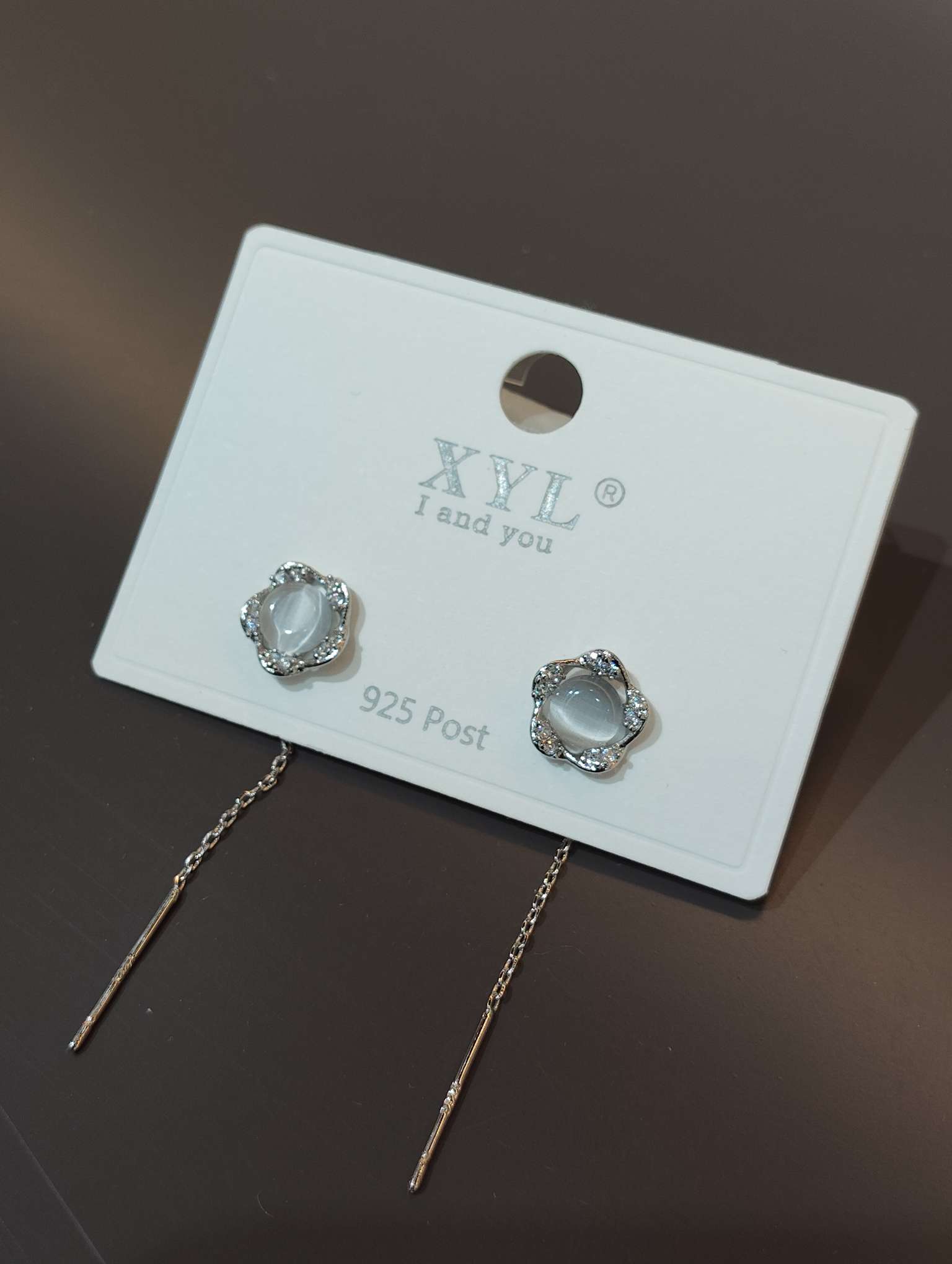 高级感猫眼石花朵耳线女2026新款爆款气质养耳洞耳饰