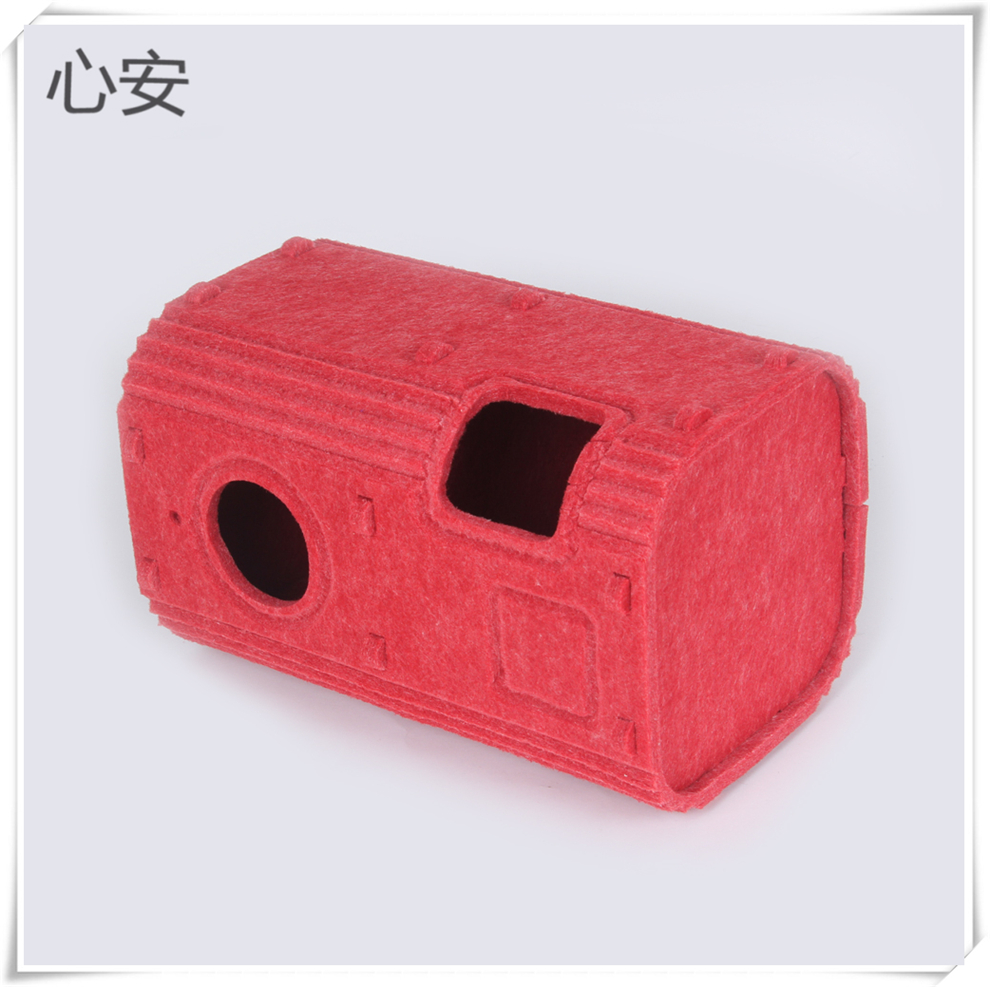 Red felt cat bed integrated tree hole, winter cat warm shelter, multi-cat family cat house details Picture