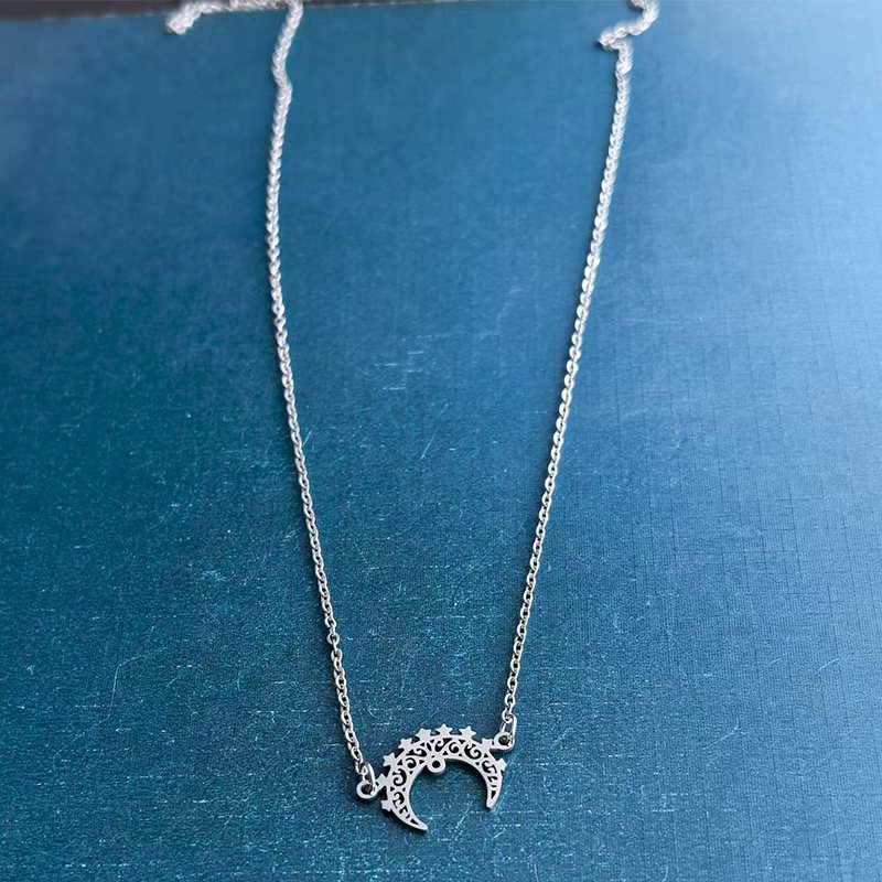 跨境外贸DIY饰品配件钛钢不锈钢镂空月亮弯星星挂件项链吊坠手链详情图4