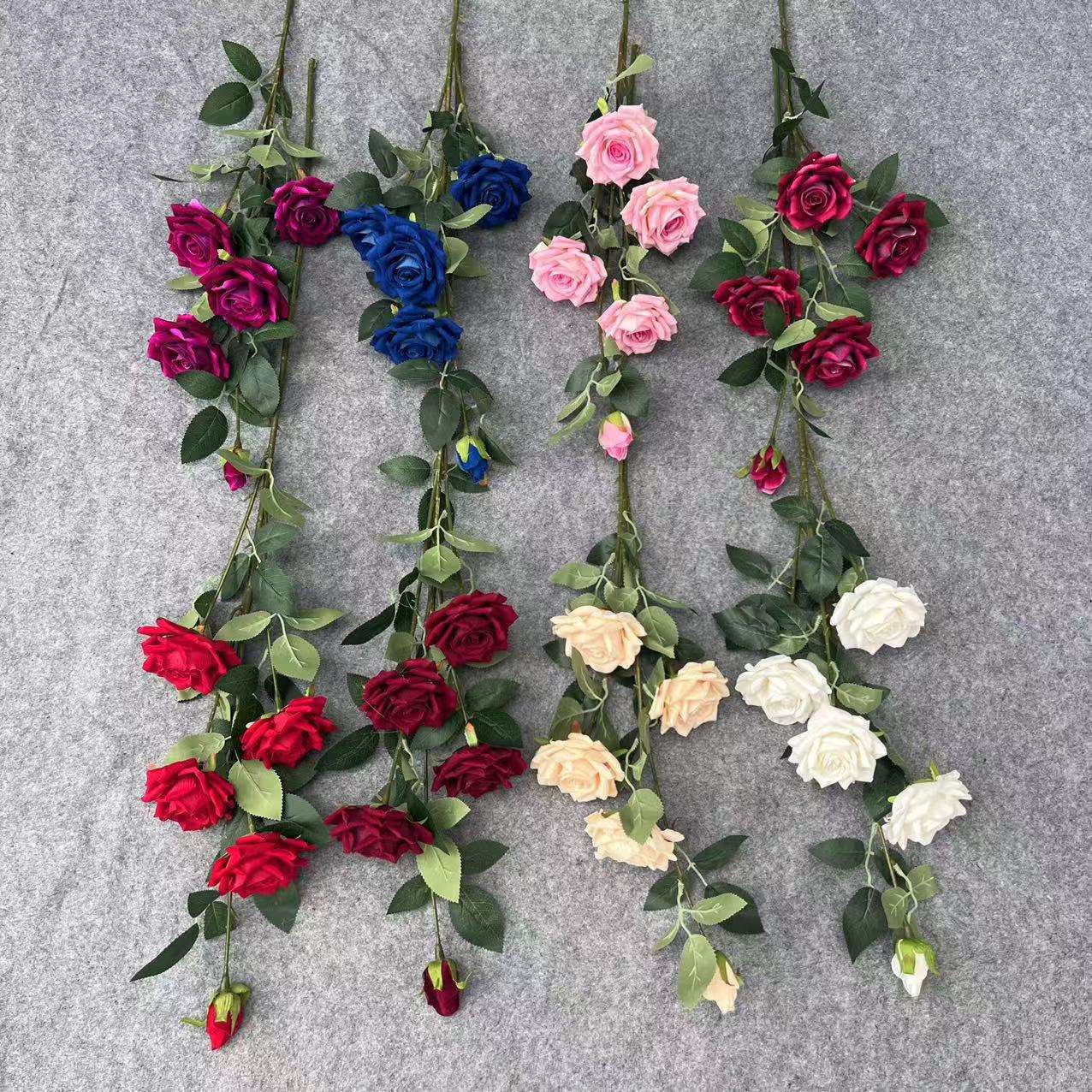 仿真花仿真玫瑰绒布玫瑰仿真花样板房软装婚庆家居装饰假花地排花 
