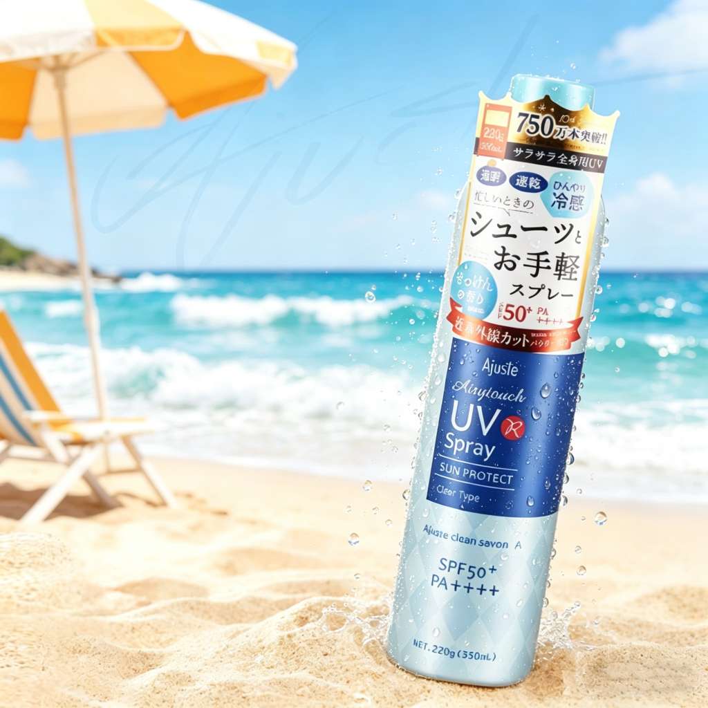 Ajuste Sunscreen Spray (Blue Fragrance Type) 350ml, Refreshing, quick-drying, All-purpose sunscreen, oil Control and makeup setting Item Picture