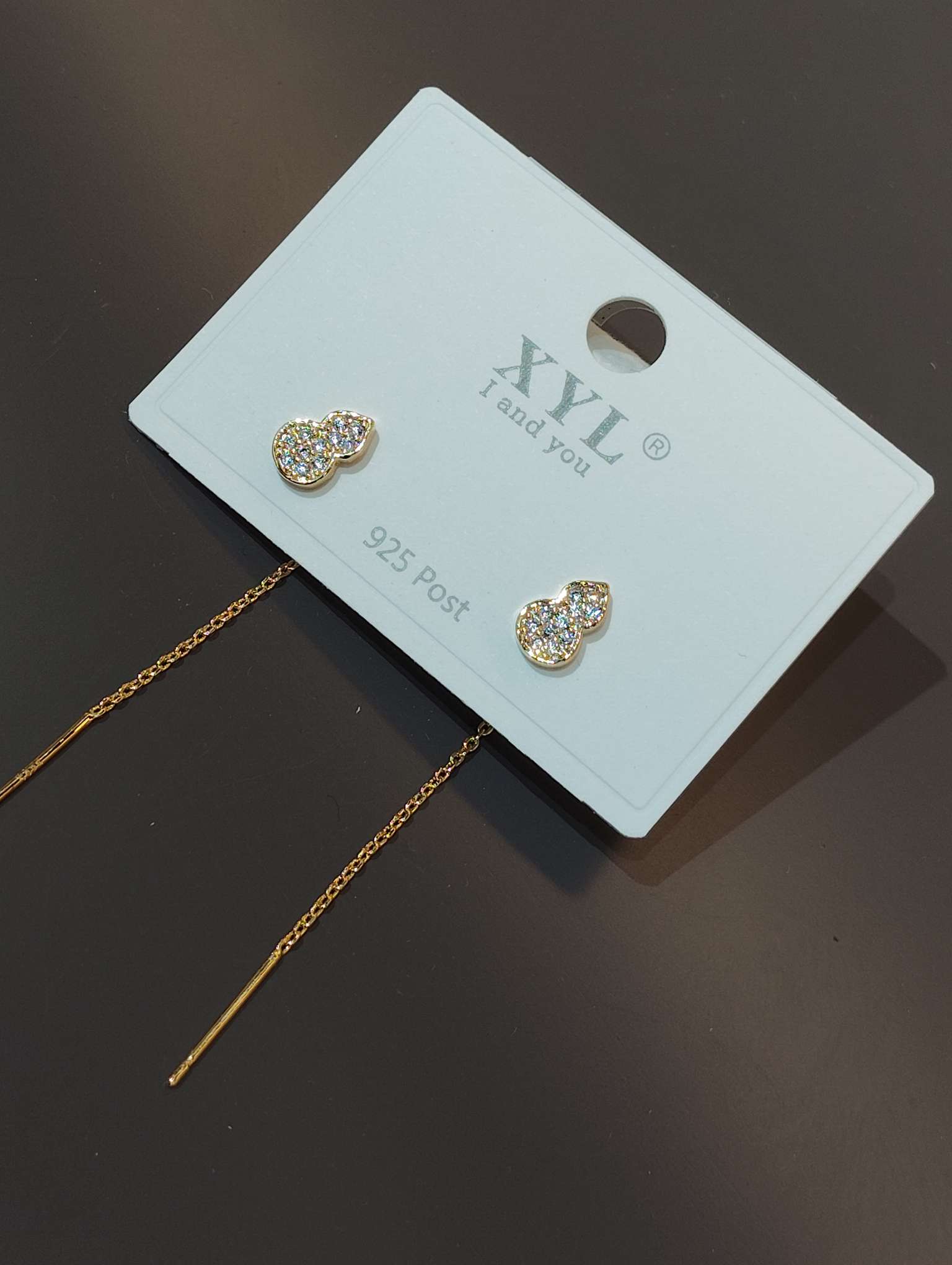 金色满锆葫芦耳线女复古气质精致耳环小众设计轻奢高级感耳饰