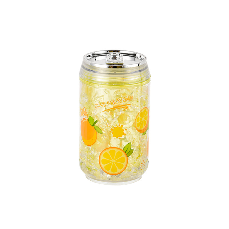 Z37-8031 New double-layer plastic straw cup, high appearance level, summer crushed ice cup, creative can ice cup, Korean version detail image 8
