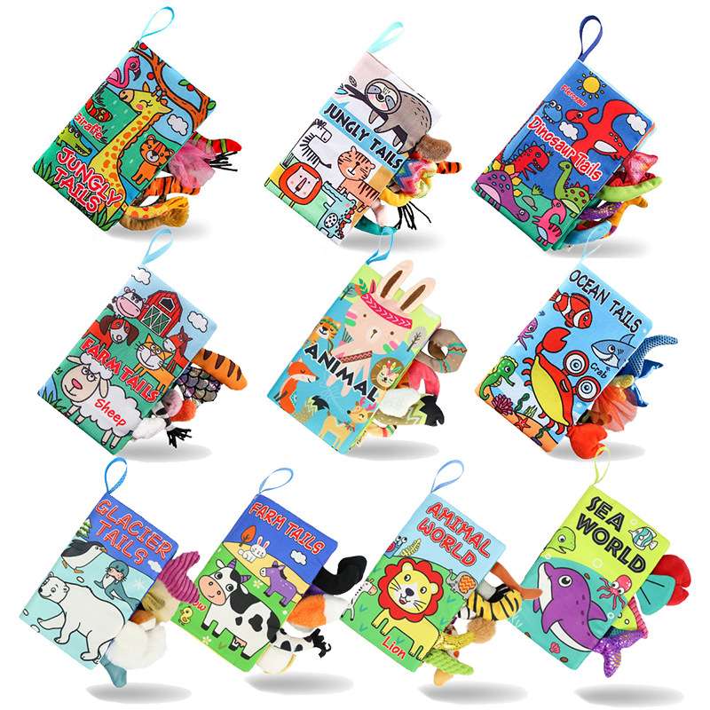 AIPINQI新款卡通动物尾巴布书 撕不烂宝宝布书 带响纸儿童玩具 早教详情图5