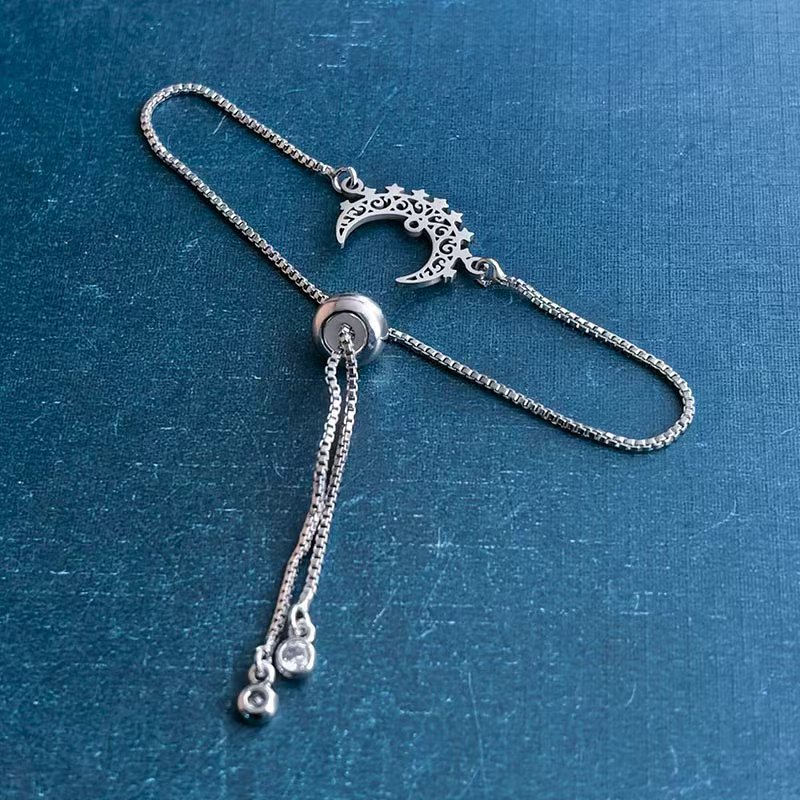 跨境外贸DIY饰品配件钛钢不锈钢镂空月亮弯星星挂件项链吊坠手链详情图3