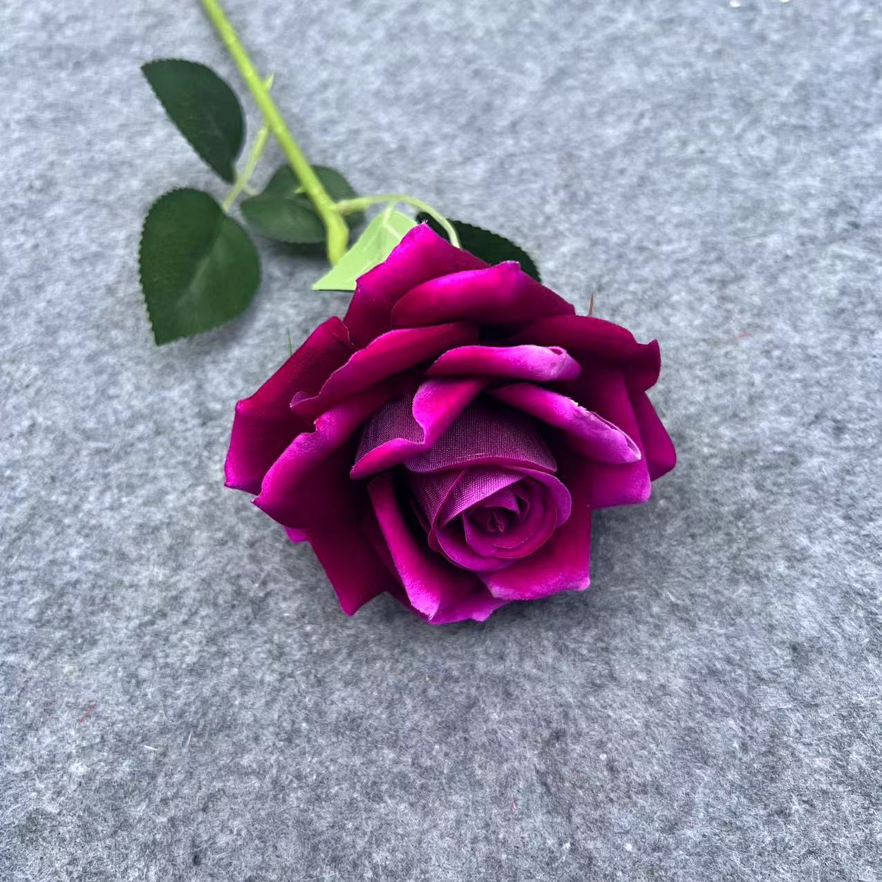 仿真花仿真玫瑰 单支弯杆绒布玫瑰婚礼家居花墙装饰批发 详情图8