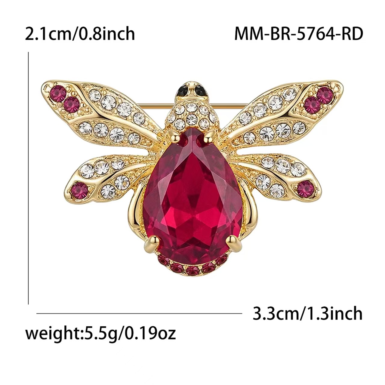 时尚轻奢欧美合金水钻蜜蜂胸针 个性男女士服饰胸花饰品别针详情4