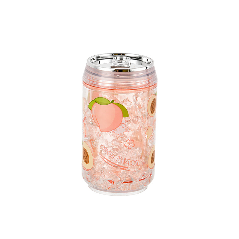 Z37-8031 New double-layer plastic straw cup, high appearance level, summer crushed ice cup, creative can ice cup, Korean version detail image 7
