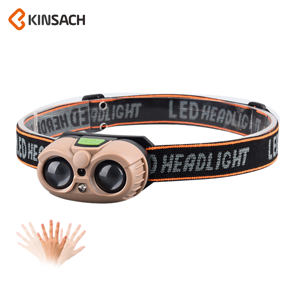 KINSACH强光感应头灯户外太阳能钓鱼潜水头灯
