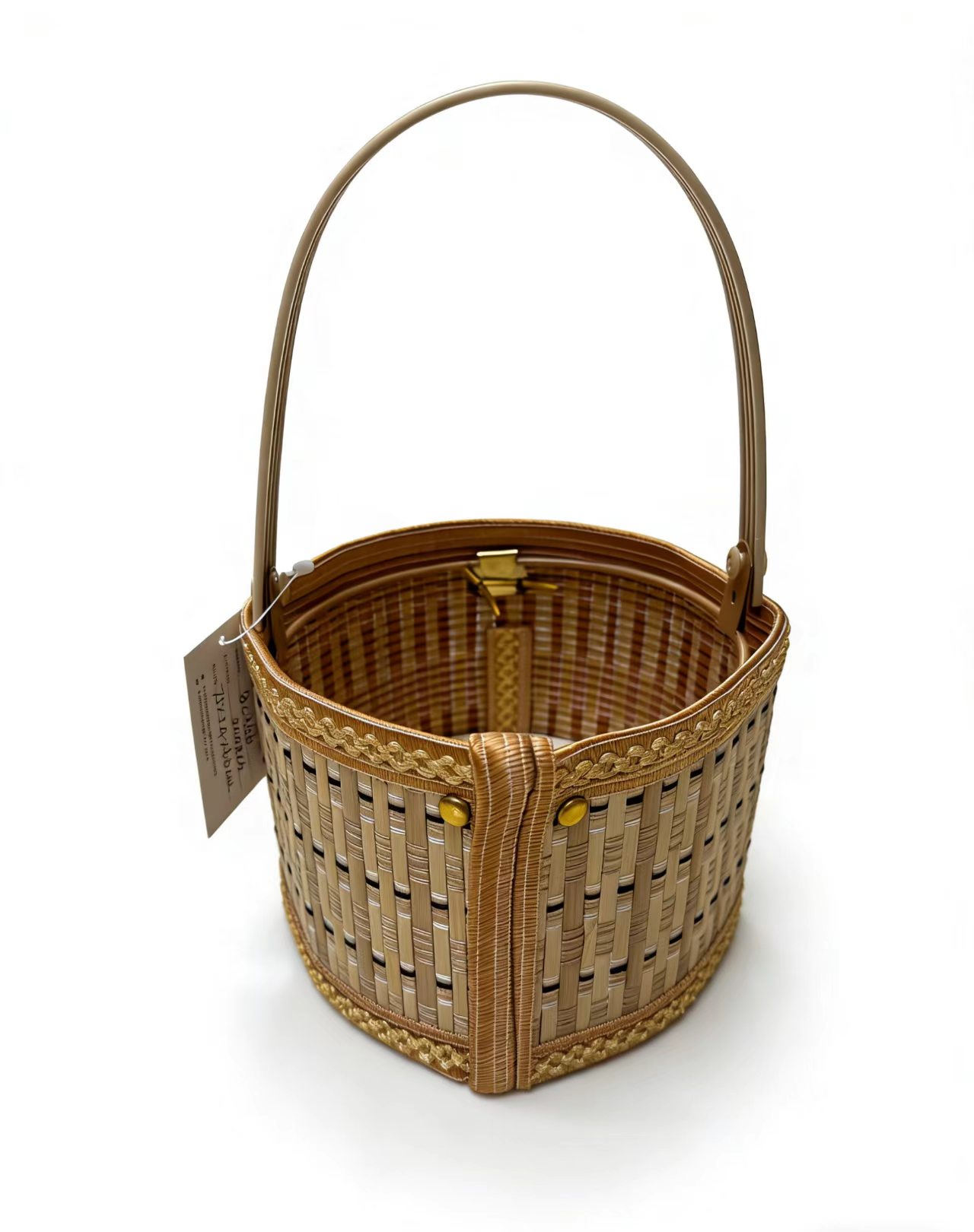  竹编篮子鲜花篮子收纳篮圆形收纳篮家居用品收纳盒菜篮子商超礼品包装篮伴手礼篮可折叠篮子