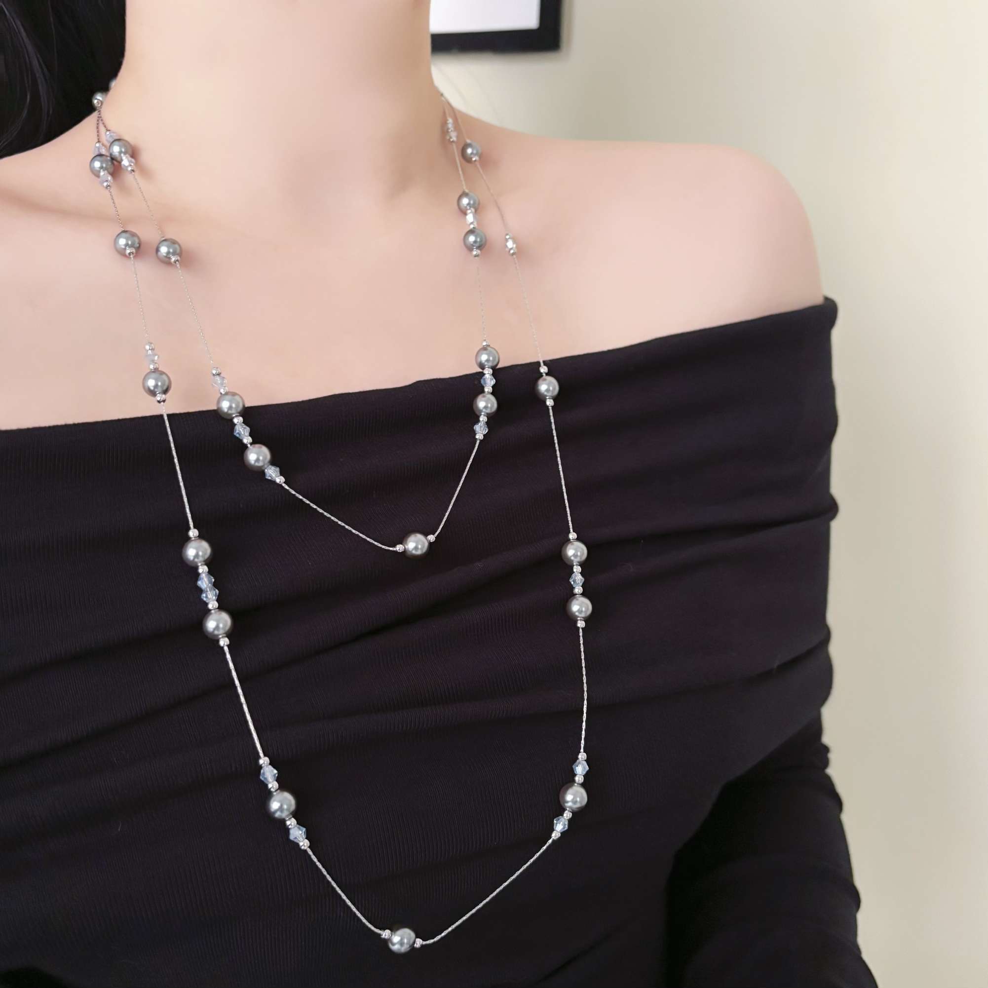 珍珠项链女款单条可叠戴气质珍珠链条女款项链时尚