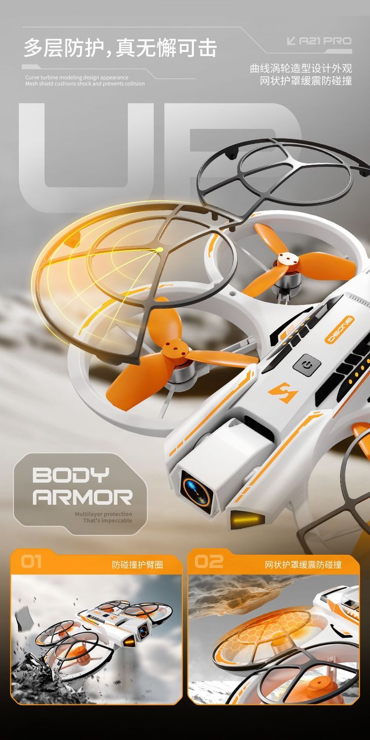 A21 brushless drone, aerial camera, remote control aircraft, adult electric anti-drop toy, brushless motor, mesh cover, package, safe and worry-free, export wholesale for foreign trade detail image 8