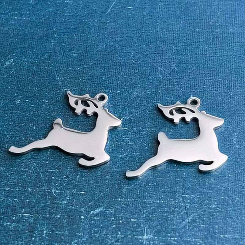 跨境外贸钛钢不锈钢DIY饰品配件项链手链吊坠羊鹿动物个性时尚潮