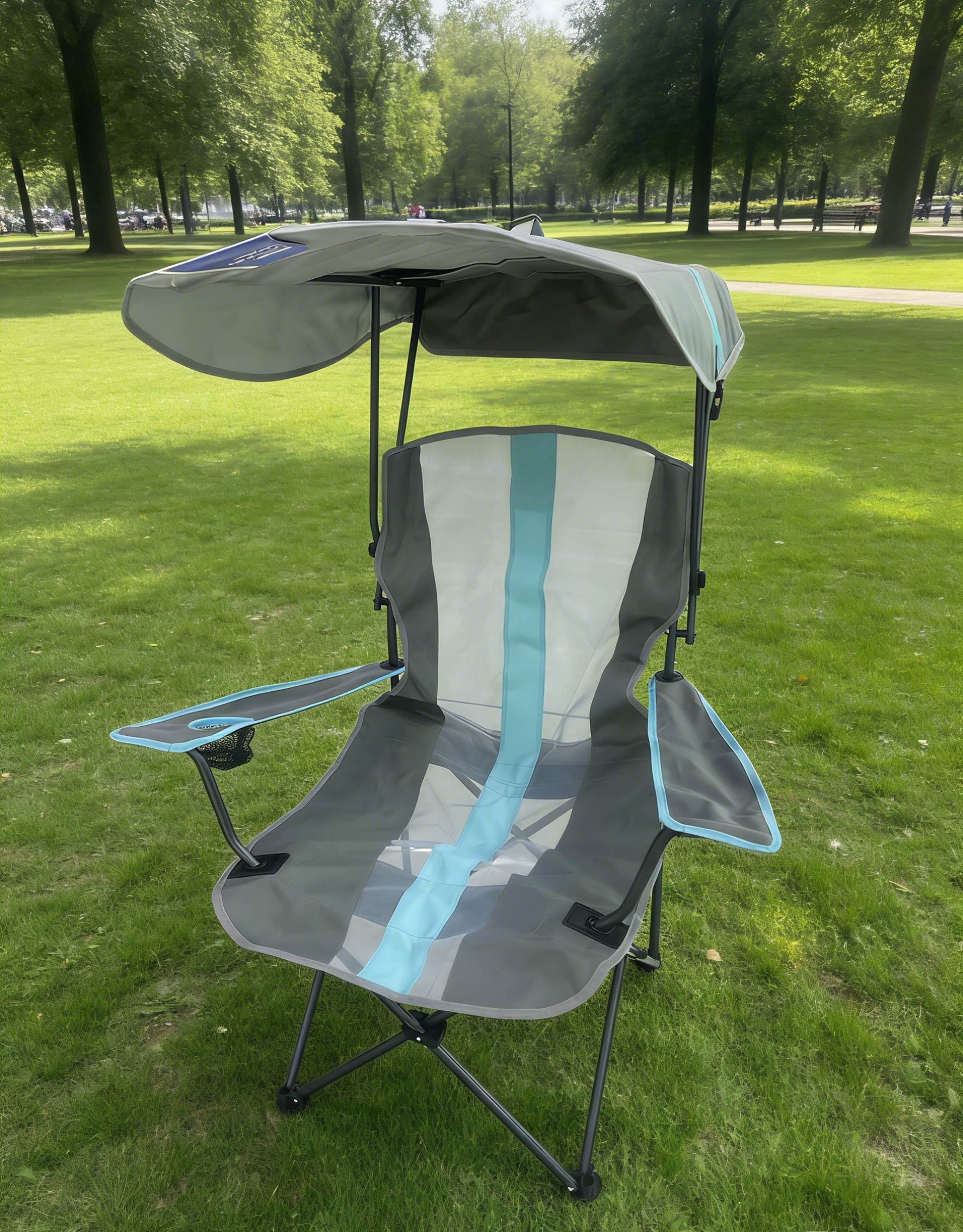 户外露营折叠椅便捷野营钓鱼带防晒盖透气折叠椅