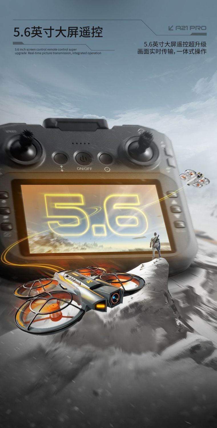 Fully enclosed 5.6-inch large screen remote-controlled drone with screen, high-definition professional aerial photography quadcopter, children's toy, student drone, remote-controlled aircraft, drone, aerial photography machine, training, foreign trade export wholesale detail image 10
