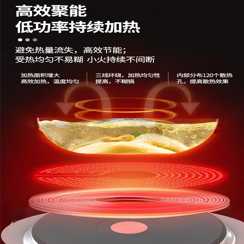 凯平商用立式四头六头电热煮食炉圆板连柜座豪华电磁炉产品图
