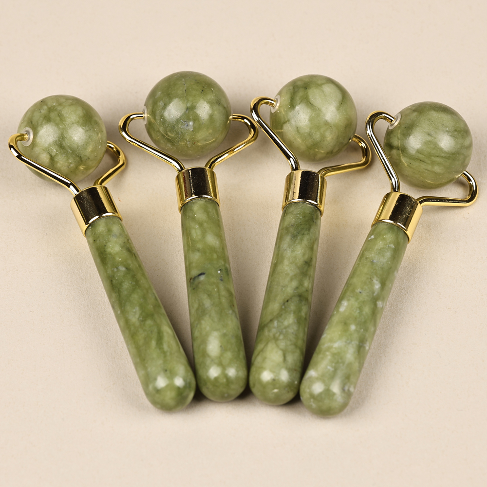 Jade round ball massager, green phoenix jade beauty container, facial and eye small eye beauty stick, single-head Xiuyan jade roller Specification image