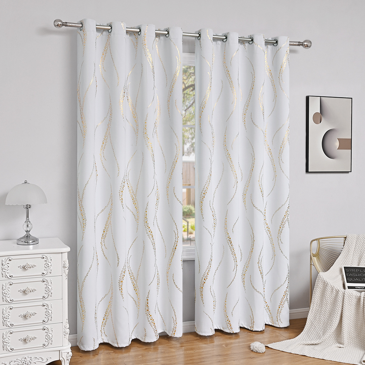 窗帘/跨境窗帘/昇顺嘉和纱窗/软门帘pvc/窗帘欧美绣花产品图