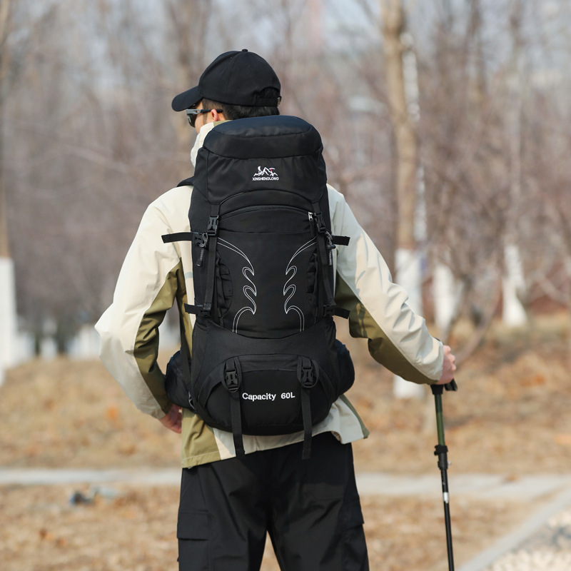 60L heavy-duty hiking and mountaineering outdoor backpack, large-capacity hiking bag, sports outdoor bag, travel camping backpack Item Picture