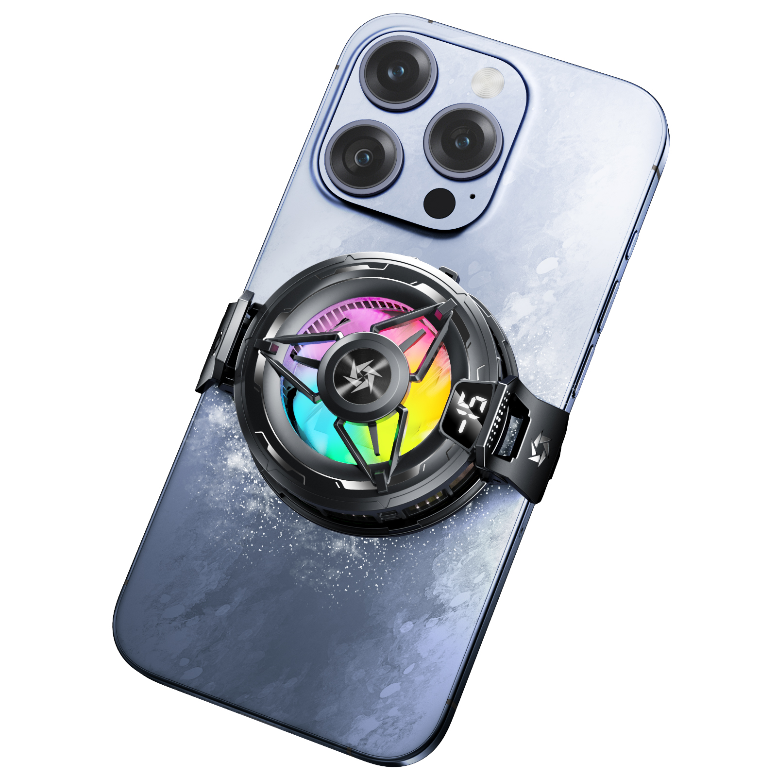 The SL59 mobile phone cooler, with a semiconductor back clip, is a magnetic cooling wonder featuring digital display and intelligent cooling for game live streaming Specification image