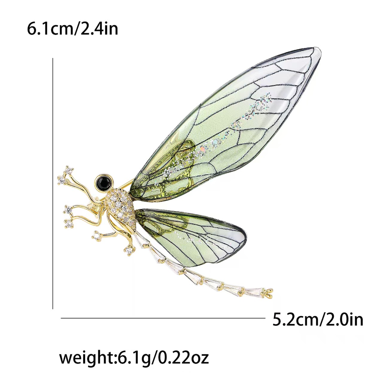 新款高档奢华铜锆石蜻蜓胸针高档百搭女士西装开衫胸花饰品别针详情3
