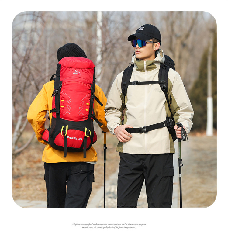 60L heavy-duty hiking and mountaineering outdoor backpack, large-capacity hiking bag, sports outdoor bag, travel camping backpack detail image 19